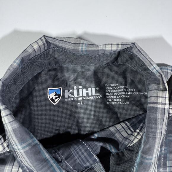 Kuhl Eluxur Short Sleeve Button Down Polyester Shirt Blue Men’s Size Large - Picture 4 of 9